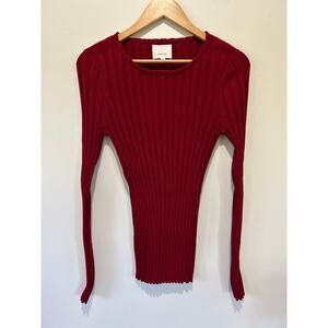 Elegant Red Ribbed Sweater